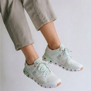 On Running Mint Green Women's Cloud Sneakers with Peach Accents